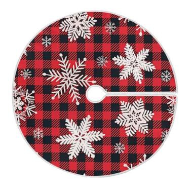 Imagem de ATTX Flocos de neve em uma saia xadrez de árvore de Natal de búfalo, 90 cm, decoração festiva para festas de Natal e Ano Novo #300