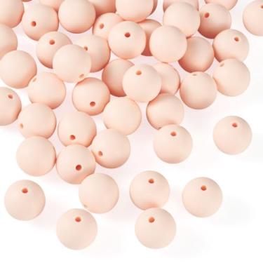 Imagem de 50 peças de contas redondas de silicone para caneta, contas focais de silicone de borracha de 15 mm, contas espaçadoras soltas para canetas com contas, chaveiro, colar, pulseira, joias, faça você