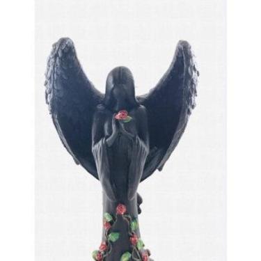 Imagem de Imagem Anjo Negro Pintado Preta Femea Escultura Resina Estatua - Lua M