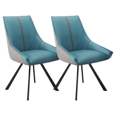 Imagem de SPXMQSS Cadeiras de mesa de jantar, cadeiras de jantar giratórias com apoios de braços e pernas de metal, cadeira estofada de sala de estar com encosto para sala de estar, recepção, restaurante, azul