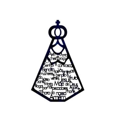 Imagem de Quadro Decorativo Nossa Senhora Aparecida com Ave Maria, MDF 3mm, Preto, 30x20cm