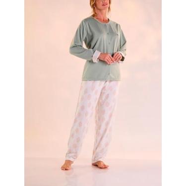 Imagem de Pijama Longo Pzama 050225 Feminino Abertura Frontal Moletinho T. P/EG,
