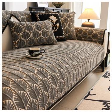 Imagem de SPXMQSS Capa de sofá para seções, capas antiderrapantes para sofás, capa universal em forma de L, capa de sofá de chenille macio 1/2/3/4 lugares C 70 x 70 cm