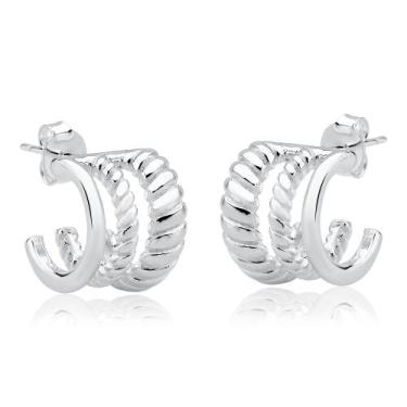 Imagem de Brinco Argola Dupla Torcida Em Prata 925 - DR Joias