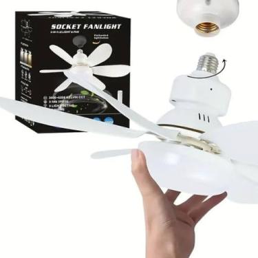 Imagem de Lâmpada Ventilador de Teto LED 30W com Controle Remoto, 6 Pás, E27, 50cm, Branco, 3 Velocidades, Temperatura Ajustável 3000K-6500K