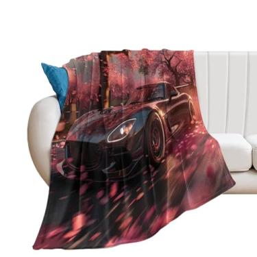 Imagem de HouLaiZhe Cobertor super macio de flanela anime JDM carro Mx5 flor de cerejeira cobertores refrescantes leves para sofá-cama cadeira sofá carro viagem ao ar livre leve quente 76 cm x 101 cm