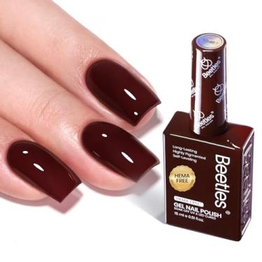 Imagem de Beetles Borgonha Esmalte em Gel Vermelho - 15 ml Vinho Marrom Sem Hema, Esmalte de Gel Vermelho Escuro Alto Brilho Soak Off Merlot Vinho Outono Uv Unhas Esmalte Manicure Salão Cor Frasco 0,51 Fl Oz