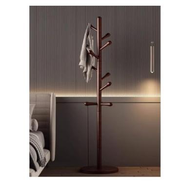 Imagem de Hhsdyl Cabideiro Independente, Cabides Roupa Pé Estilo Ramo com Ganchos, Robusto, Moderno, para Entrada, Sala Estar, Quarto, Canto,Walnut,C
