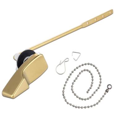 Imagem de Kit de substituição de alça de vaso sanitário de metal para montagem frontal universal compatível com vaso sanitário padrão americano/Mansfield/Gerber/TOTO/Kohler, alavanca de descarga de tanque de