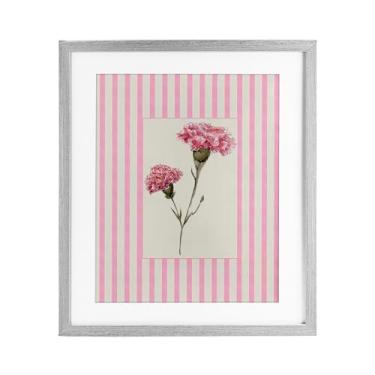 Imagem de Stupell Industries Impressão emoldurada cinza cravo listrada rosa sob vidro, design por Lisa Wehmeyer, 40 x 33