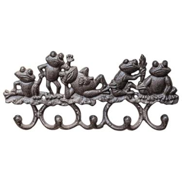 Imagem de Generic Gancho de parede em ferro fundido em formato de sapo, gancho de jardim, decoração retrô utilitária para pendurar, suporte de parede prático com 5