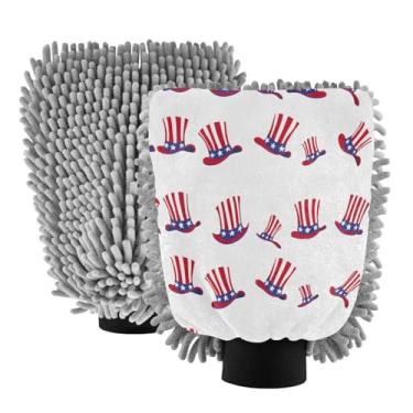 Imagem de STAYTOP Luvas de lavagem de carro Independence Day, 2 peças, luvas de microfibra de chenille, sem arranhões, panos de esponja de lavagem ultra absorventes para carros, limpeza doméstica - M