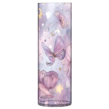 Imagem de CEBUGI Vaso de flores de cogumelo 10 cm x 30 cm Vaso cilíndrico para flores, vaso transparente inquebrável para decoração de casa de festa de casamento
