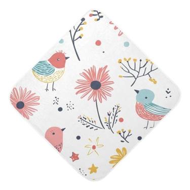 Imagem de Burbuja Toalha de banho para bebê Garden Flowers - Toalha com capuz de musselina macia e absorvente para recém-nascidos, 76 x 76 cm