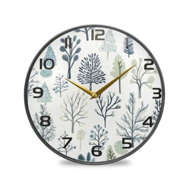 Imagem de YETTASBIN Relógio de parede acrílico para floresta de inverno - Silencioso, sem tique-taque, operado por bateria, relógio redondo decorativo criativo para cozinha, sala de estar, banheiro, decoração
