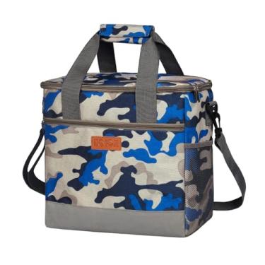 Imagem de Bolsa térmica grande dobrável para almoço isolada de 15L com múltiplos bolsos Caixa impermeável praia piquenique caminhada acampamento viagem trabalho