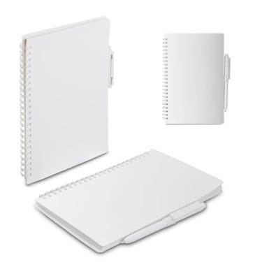 Imagem de Kit Escritório – Caderno de Anotações 21×14 cm (70 folhas 70g) com Capa PP Antibacteriana, Wire-O, Suporte para Caneta + 1 Caneta Retrátil – 21x14x1 cm