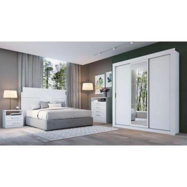 Imagem de Guarda-Roupa Casal Édez Slow, 3 Portas de Correr com Espelho, Branco, 