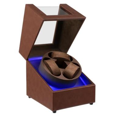 Imagem de J&T Technology Enrolador de relógio para relógios automáticos, enrolador automático de relógio com luz LED, caixa de relógio giratória com motor silencioso japonês, 4 modos de rotação, USB tipo C
