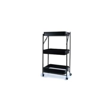 Imagem de Carrinho Organizador Multiuso 3 Andares com Rodinhas, Plástico e Metal, Transparente, 34x21x66cm, para Cozinha e Lavanderia
