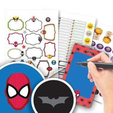 Imagem de Etiqueta Escolar Menino com TAG + Caneta (Super Heróis, Etiquetas + 1 TAG de Mochila)