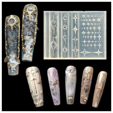 Imagem de Gehaiwo Molde de unhas de estrela 3D, várias formas, metal, luz das estrelas, silicone, unhas, acessórios, gel lua, arte, ferramentas de manicure