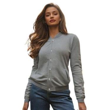 Imagem de Jaqueta de Moletom Feminina Lisa com Bolsos Estilo Casual Tamanho:P;Cor:-Unissex