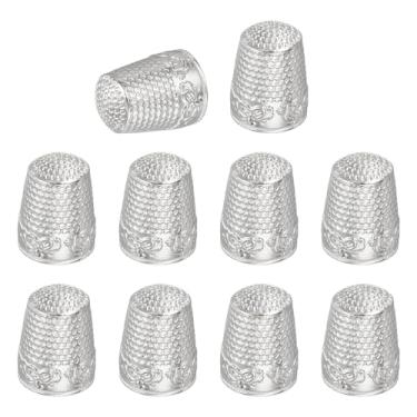 Imagem de PATIKIL Dedal de costura, 10 peças de dedais de metal para costura à mão, protetor de dedo, quilting, kits de suprimentos de artesanato, acessórios, bordado, à mão, ferramentas DIY, prata