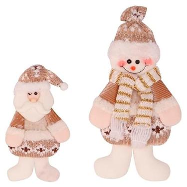 Imagem de Boneco Enfeite Papai Noel Luxo Caramelo begê para Pendurar Familia Royal 32x13cm Marrom Natal Árvore Led Luzes Guirlanda