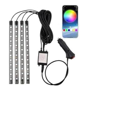 Imagem de Fita LED Neon Som Automotivo RGB 7 Cores, Luz Interna Decoração com Controle Remoto para Painel e Interior do Carro