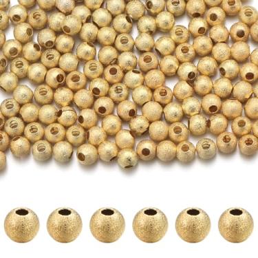 Imagem de Chuyau 100 contas espaçadoras preenchidas com ouro fosco 18 k de 4 mm para fabricação de joias, contas de latão de metal liso sem costura para pulseiras faça você mesmo, colar, brinco, artesanato