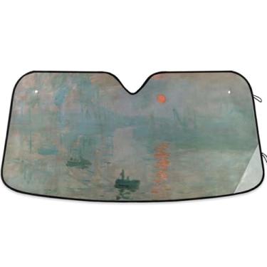 Imagem de Pintura a óleo Arte Personalizada Para-brisa de Carro Toldo Engraçado Dobrável Carros Persianas para Janelas Frontais Floral Retrátil M, 139.7 cm x 70.1 cm