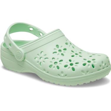 Imagem de Crocs Tamancos clássicos unissex infantis com design floral recortado, sapatos infantis e infantis, Tinta jade, uk 2/us 00