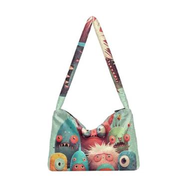 Imagem de GAIGEO Bolsa de ombro feminina para livro de borboleta com flor de girassol, bolsa de ombro de 33 cm, bolsa de ombro feminina, Monster Cartoon 3D, One Size