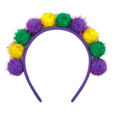 Imagem de Lanmerry Faixa de cabeça de carnaval para meninas, pompom, roxo, carnaval, roupas de carnaval, acessórios de cabelo verde, lembrancinha de festa
