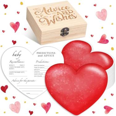 Imagem de RattanView Jogo de chá de bebê, 50 peças, a Little Sweet Heart Is on the Way, cartão com caixa de madeira