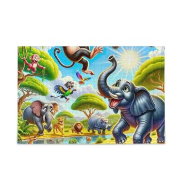 Imagem de Quebra-cabeça de 500 peças, quebra-cabeças do mundo dos animais, presente faça você mesmo, com bolsa de armazenamento de malha, atividade familiar divertida, 52 cm C x 37,8 cm L