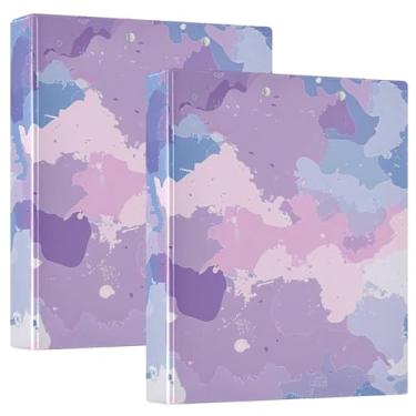 Imagem de Fichário camuflado pastel de 3 cm, fichário espaçoso com 3 anéis para receitas, fichários de escritório resistentes, pacote com 2