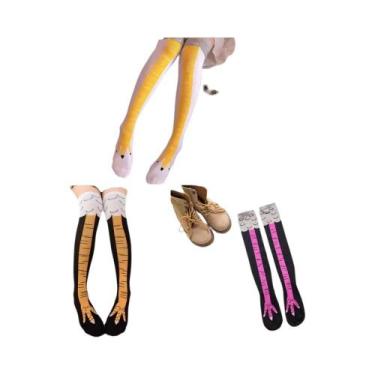 Imagem de Meias Longas Engraçadas Com Estampa De Pata De Galinha Para Meninas Do