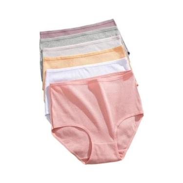 Imagem de Calcinhas De Algodão plus Size De Cintura Alta 6 Peças Respirável Em C