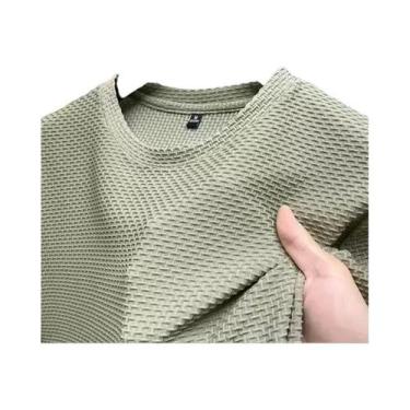 Imagem de Camiseta Masculina De Seda Gelada De Bambu Manga Curta Verão Cor Pura 