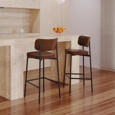 Imagem de Banqueta Alta Revestimento Sintetico Alloa Est. Preta