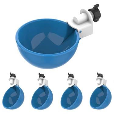 Imagem de Pacote com 5 copos de água automáticos azuis grandes, adequados para patos, gansos, perus e coelhos, kit de alimentador de água de aves domésticas