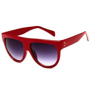 Imagem de Óculos de Sol Oversized com Lentes Degradê, Proteção UV400, para Esportes ao Ar Livre, Corrida e Ciclismo, nas Cores Vermelho e Cinza.