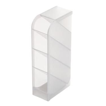 Imagem de Hapivida Organizador de mesa angular para caneta, organizador vertical de 4 grades, suporte de exibição de caneta para papelaria de mesa, armazenamento de lápis (transparente)