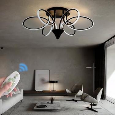 Imagem de Luminária de teto LED moderna em estilo nórdico para sala de estar, com regulagem contínua de intensidade luminosa (3000-6000K), ideal para quarto, sala de jantar e outros ambientes. Possui