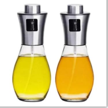 Imagem de Galheteiro Spray de Vidro Premium, Kit 2 Unidades, 200ml, Transparente e Inox, Pulverizador para Azeite e Vinagre, Design Moderno, Bico Dosador para Cozinha e Saladas