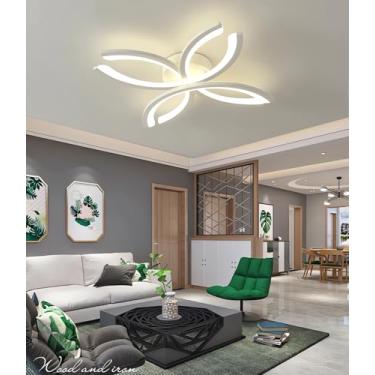 Imagem de Luminária de teto LED dimerizável moderna para sala de estar, com controle remoto, iluminação inteligente para casa, luminárias de teto para quarto, sala de jantar e cozinha, alta potência (