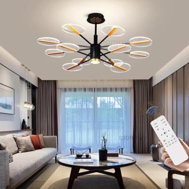 Imagem de Luminária de teto LED moderna para sala de estar com controle remoto, dimerização inteligente, alto brilho, luz acrílica, 180 W, pendente para quarto e sala de jantar, iluminação embutida (8
