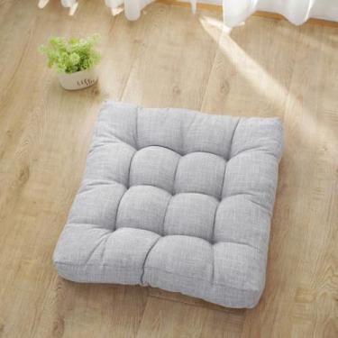 Imagem de Huierxun Almofada de assento tufada de algodão e linho de 45,7 x 45,72 x 10,6 cm, antiderrapante para sala de jantar, cozinha, escritório (cinza, 45,7 x 45,7 cm)